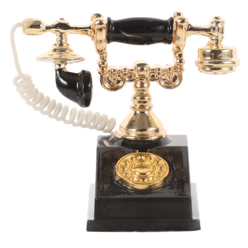 3 St Dollhus-Telefoner 1:12 Miniatyr Svart 1