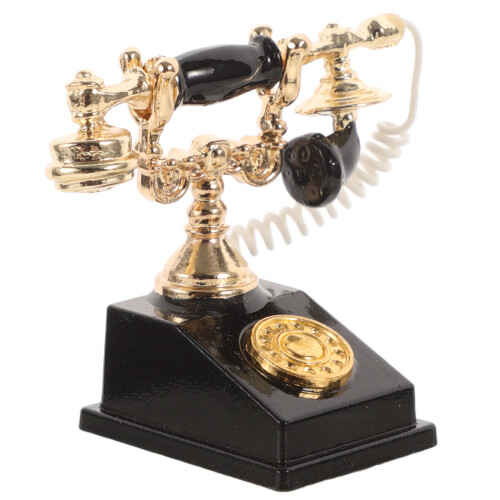 3 St Dollhus-Telefoner 1:12 Miniatyr Svart 2