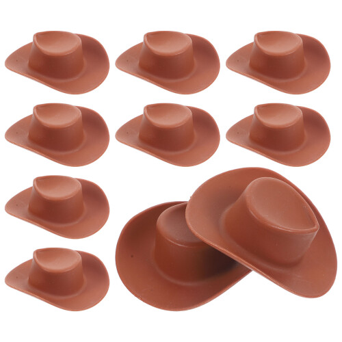 10Pcs Plast Miniatyr Västerhatts Hattar Dockskåp Cowboyhattar