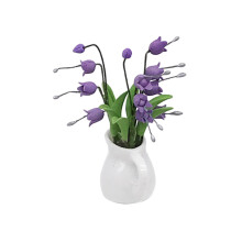 3Pcs Miniatyr Blommodell Vit Blå Trädgårdsscen