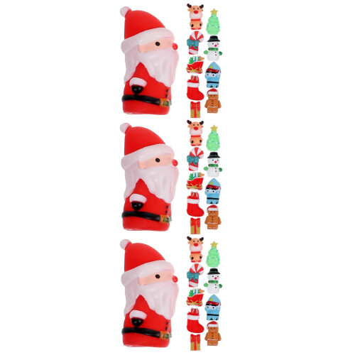 30 Delar Jul Fingerdockor Leksaker Tomte Snögubbe Serie 1