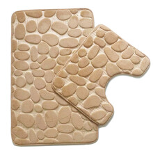 Stijlvol, sneldrogend badkamerkleed met PVC-achterkant voor een veilige grip, wijnrode set van 3, antislip latex onderkant, zwaar traagschuim voor