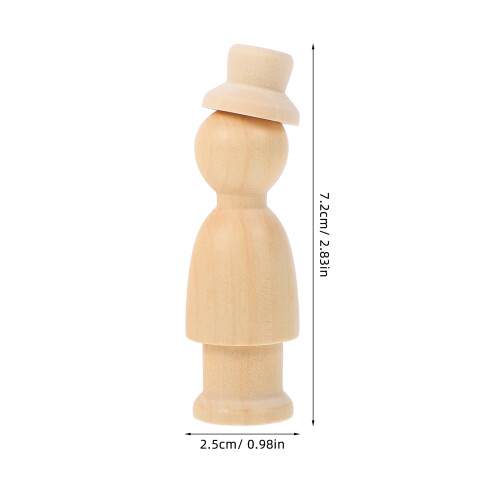 10Pcs Trädockor Med Hatt Handgjorda För Barn Diy 1