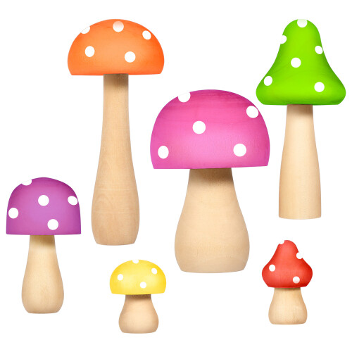 6Pcs Svampformade Träkonst För Barn Graffiti Diy Träsmycken