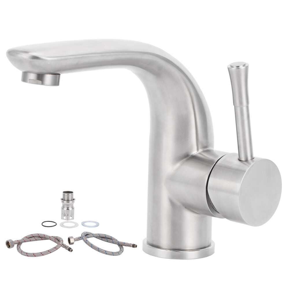 Single Handle Kitchen Faucet, Stainless Steel Faucet High Arc Spout For Indoor Outdoor Wash Basins Bar Sinks Laundry Tables Washstand Sinks, Waterfall 9061222329486