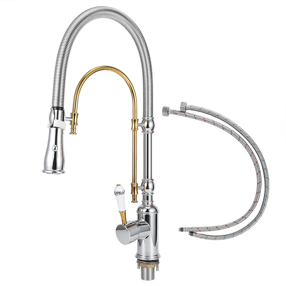 Elegant Kitchen Faucet With Pull Down Sprayer, Single Handle Design Easy Cleaning Aerated Stream For Minimal Water Splashing Durable Material 9061222333438