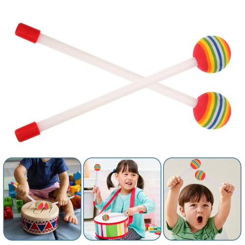 8Pcs Trummekäppar Lollypopform Regnbågsfärger Perkussionsinstrument 2