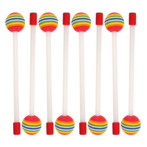 8Pcs Trummekäppar Lollypopform Regnbågsfärger Perkussionsinstrument 1