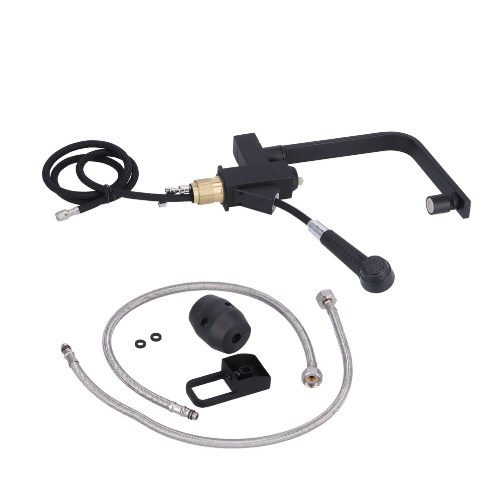 Water Flow Turbine Kitchen Faucet 360 Degree Rotation Pull Down Sprayer Two Water Outlet Modes Corrosion Resistant Refined Brass Body High Arc Design 9061222335029
