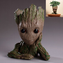 Heart-Shaped Succulent Planter Groot Action Figure Eco-Friendly PVC Flower Pot Baby Tree Pen Holder With Drainage Hole Versatile Heat Resistant Indoor