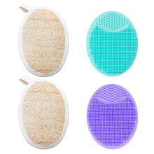 Esponjas de bucha esfoliantes para o chuveiro, corda esfoliante corporal com cordão, esponja de bucha natural para limpeza suave da pele,