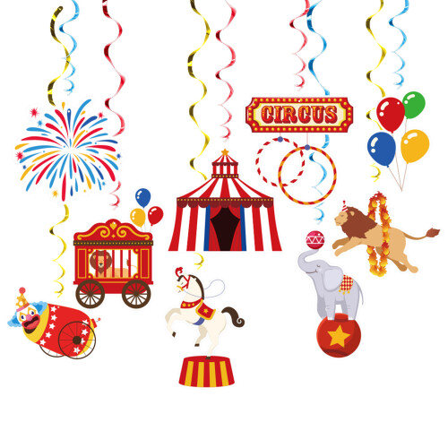 30 Bright Swirl Hanging Decorations for Birthday Event Themed