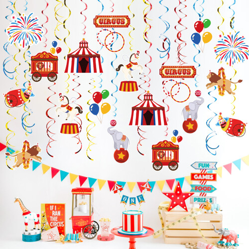 30 Bright Swirl Hanging Decorations for Birthday Event Themed 1