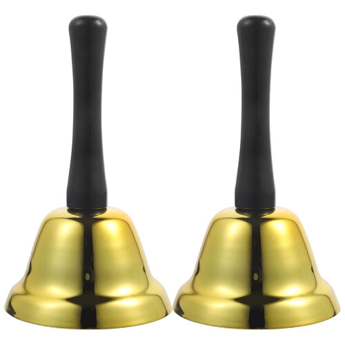 2 Retro Handbellen Tafelbel Draagbaar Serveerbel Oproeptoeter 1