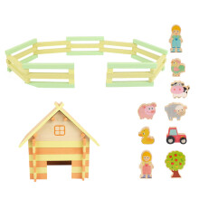 1 Set Kinder Holzspielzeug Spielhaus Tierfarm Modellbaukasten
