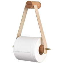Toiletpapirholder i vintage-stil, håndklædeholder i rustik stil, nem at samle til badeværelse, selvklæbende vægbeslag med træ og reb, Nautic