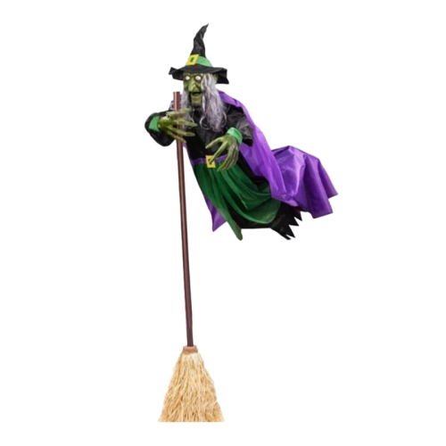 Halloween-Dekoration, animierte schwebende Hexe,-Grau 2