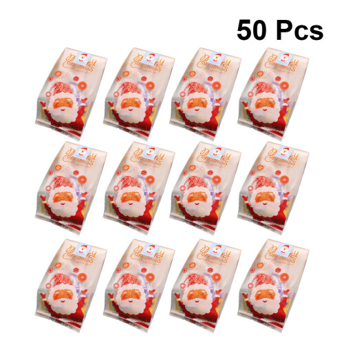 50Pcs Julmat Förpackningspåsar Tomte Presentpåsar 1