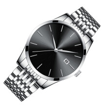 Business Men Quartz Watch Stainless Steel Waterproof Black And Silver