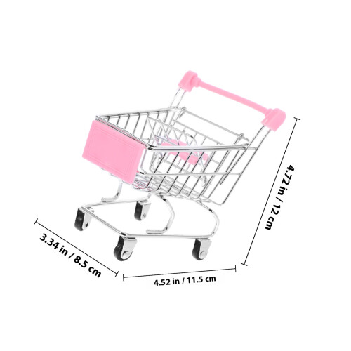 Simulerad Shoppingvagnsscenmodell, Skrivbordsminiörering, Storlek S, Rosa 1