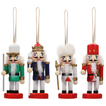4Pcs Wood Walnut Soldier Puppets Hanging Decor Ornaments