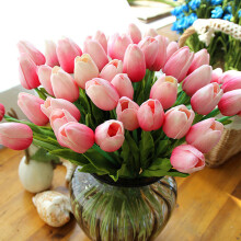 Real Touch Fake Flower Bouquet Elegant Love Purity Symbolism High Quality PU Tulips Artificial Flowers Lifelike Natural Texture Adjustable Stem Flexib
