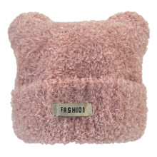 Adult Cute Bear Ear Design Hat Outdoor Windproof Handmade-Pink
