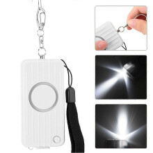 Anti rob Personal Security Keychain Alarm 130DB Whistle LED Lighting Emergency Defense (White)