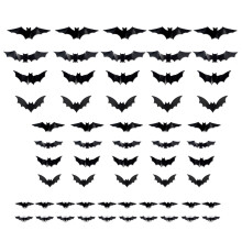 Illuminated LED Bat Wall Decals Halloween Decorations-60 bats
