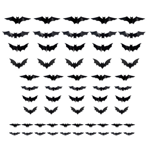 Illuminated LED Bat Wall Decals Halloween Decorations-60 bats