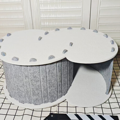 Half Enclosed Cats Bed Detachable Scratch Resistant Indoor-Gray 1