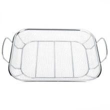 Schadstofffreier Heißluftfritteusenkorb, Grillkorb aus Edelstahl für gesundes Kochen, wärmespeichernde Grillpfanne mit Edelstahlgriff, Gemüsegrill