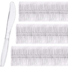 Cuchillos de plástico transparente resistentes, versátiles y prácticos. Utensilios duraderos y fiables para fiestas, bodas, picnics, restaurantes,