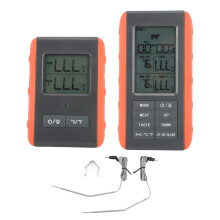 Digitales Fleischthermometer mit zwei Sonden zum Grillen und Räuchern, kabelloses Fleischthermometer mit Fernüberwachung, Temperaturalarm und