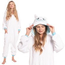 Women's White Dragon Kigurumi Onesie — Adult One-Piece Pajama Costume with Hood & Wings for Loungewear, Size S (145-155 cm)