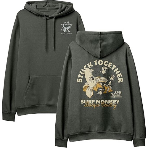 Surf Monkey Sweat à Capuche Vert Coton Certifié GOTS Taille S