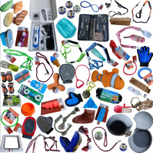 Ensemble complet de plus de 70 accessoires pour chiens et chats : colliers, laisses, jouets, soins et alimentation de