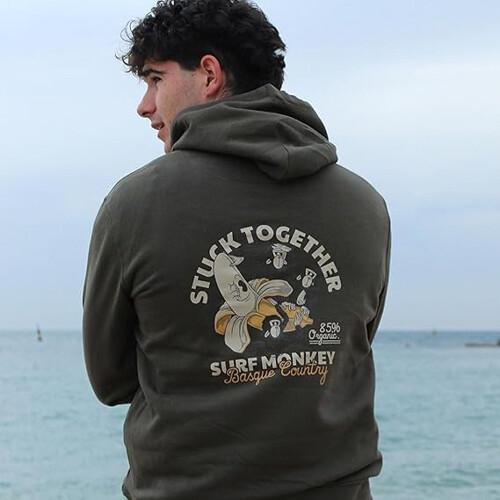 Surf Monkey Sweat à Capuche Vert Coton Certifié GOTS Taille S 2