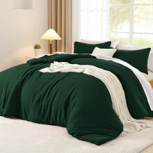 Juego de sábanas Funda para edredón 135x200 y Almohada 80x80 cm Verde oscuro