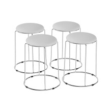 Ensemble de 4 Tabourets de Bar/Cuisine GOLDFAN en Cuir PU Blanc & Métal Noir - Design Moderne, Confort & Stabilité