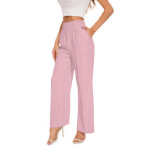 FUNYYZO Pantalones de Mujer de Cintura Alta Pierna Ancha Rosa Talla M