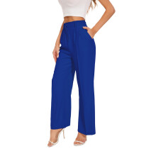 FUNYYZO Pantalones de Mujer de Cintura Alta Pierna Ancha Azul XL