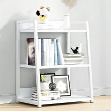 White 3-Tier Ladder Bookshelf - Modern Freestanding Bookcase & Display Storage Unit for Living Room or Office