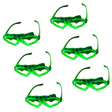 Lot de 6 lunettes en forme de cœur illuminées par LED,-Vert