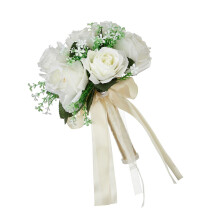 Bouquets de mariée en roses artificielles faites à-Or rose blanc