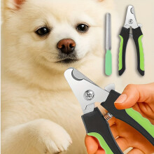 (Dark Green color) Pet Dog Nail Trimming Tool Set with Non-Slip Comfort Grip Design, Stainless Steel Material, Durable and Hygienic.