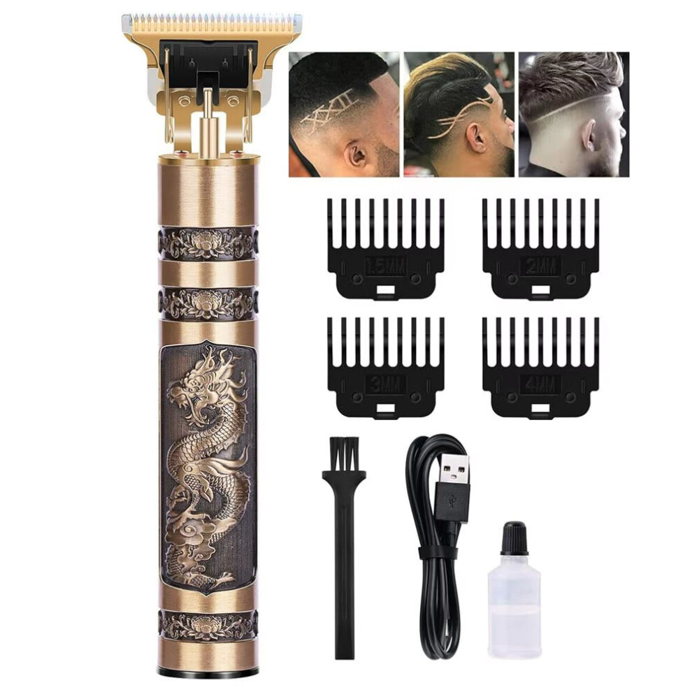 (1set) Professional Cordless Hair Clippers for Men, Precision T-Blade Beard Trimmer with 4 Guide Combs, Quiet Lightweight