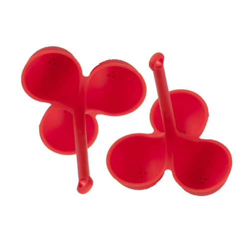3 Stuks Silicone Eierhouder Met Drie Voor Kookplaat Rood