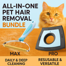 (Max&Pro) Pet Hair Remover Carpet Rake With Dual Blades - Long Handle Dog Carpet Cleaner For Rugs & Stairs - Spring Cleaning Must-