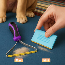 (Max&Mini) Pet Hair Remover Carpet Rake With Dual Blades - Long Handle Dog Carpet Cleaner For Rugs & Stairs - Spring Cleaning Must-